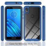 Wholesale Motorola Moto E6 Clear Dual Defense Hybrid Case (Purple)